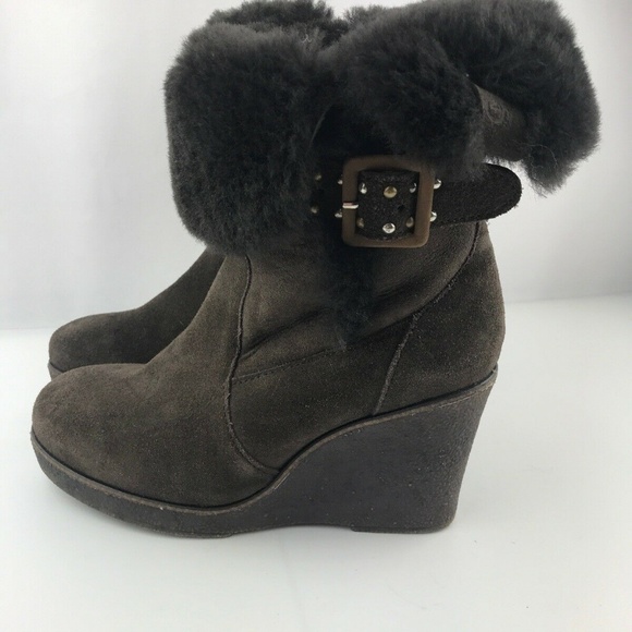 EMU Australia Heighton Low Brown Wedge Boots 8 - Picture 2 of 7